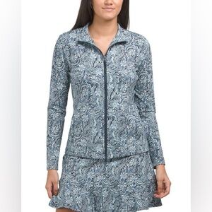 NWT TOMMY BAHAMA Belair Paisley Navy Long Sleeve Full Zip Golf Jacket Sz L